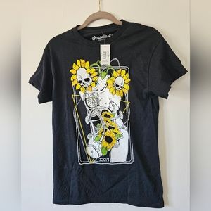 NWT threadless skeleton sunflower graphic t shirt